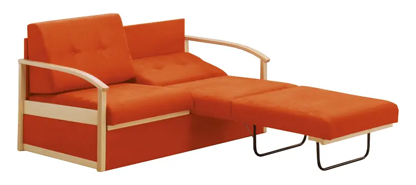 RO - R pohovka rozkládací, dřevěná, koženka OTO P 2 - koženka cihlová